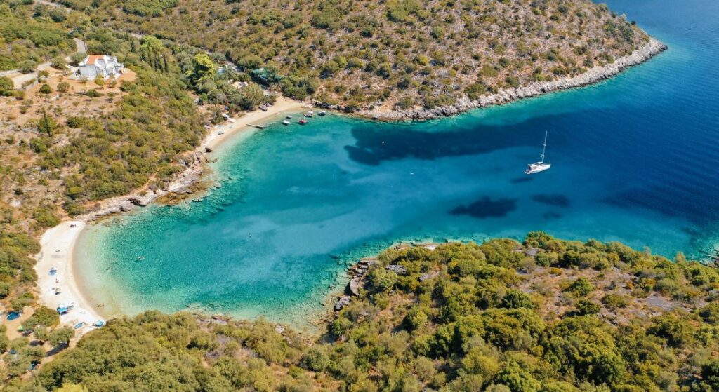 Sarakiniko Beach in Ithaca Greece