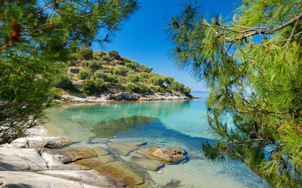 Chalkidiki Beach with turqoiae waters near Thessaloni in Greece