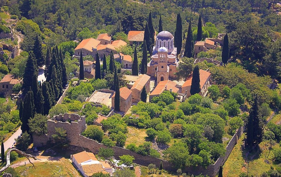 Nea MOni CHios island from a drone