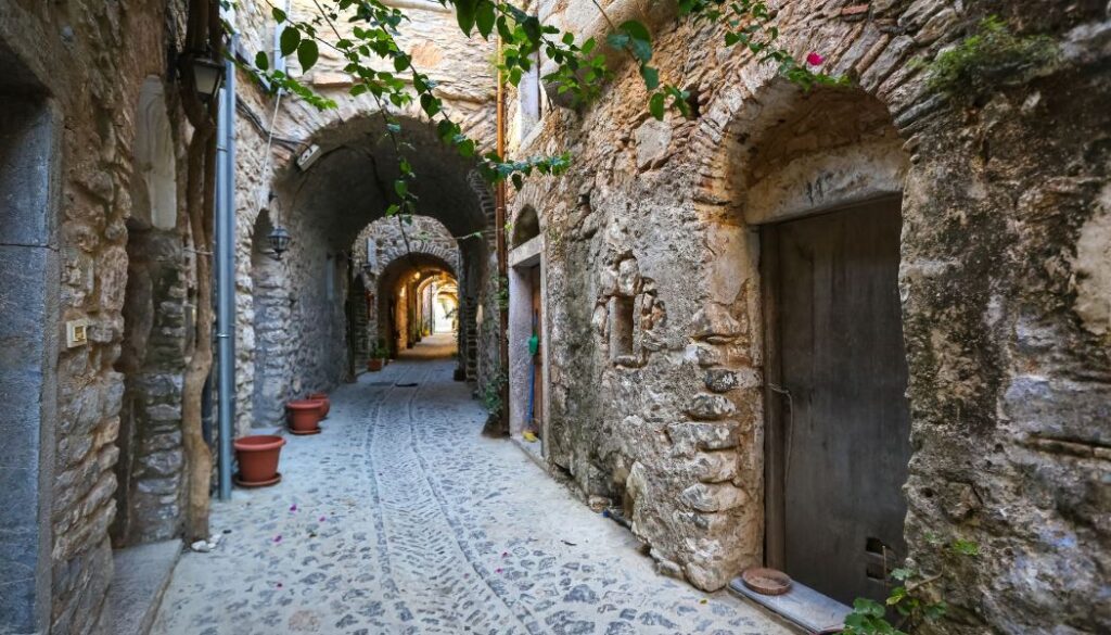 Chios Greece, a medieval alley of Mesta village