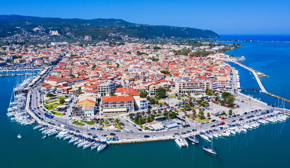 Things to do in Lefkada Greece:  Lefkada town aerial view
