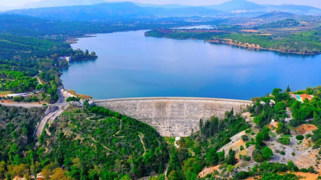 Day Trips from Athens: Marathon Lake and Dam from a drone