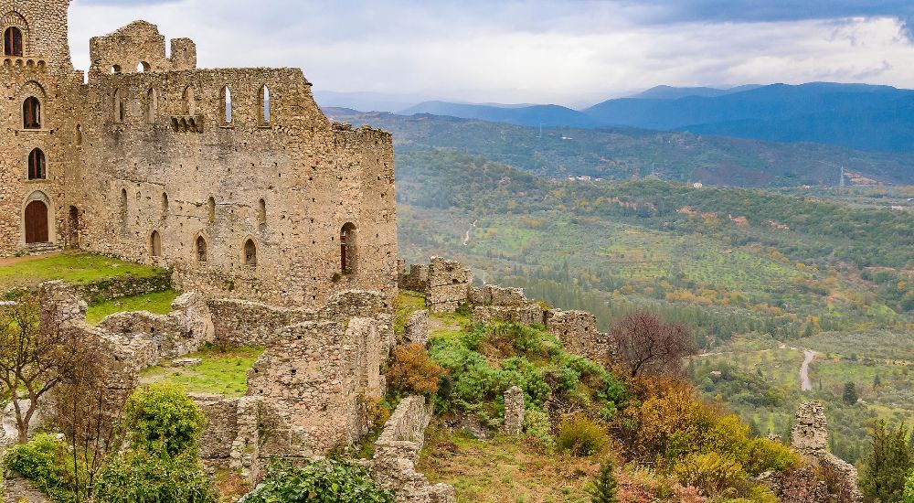Best Places to Visit in Greece: Mystras ruins and mountain views