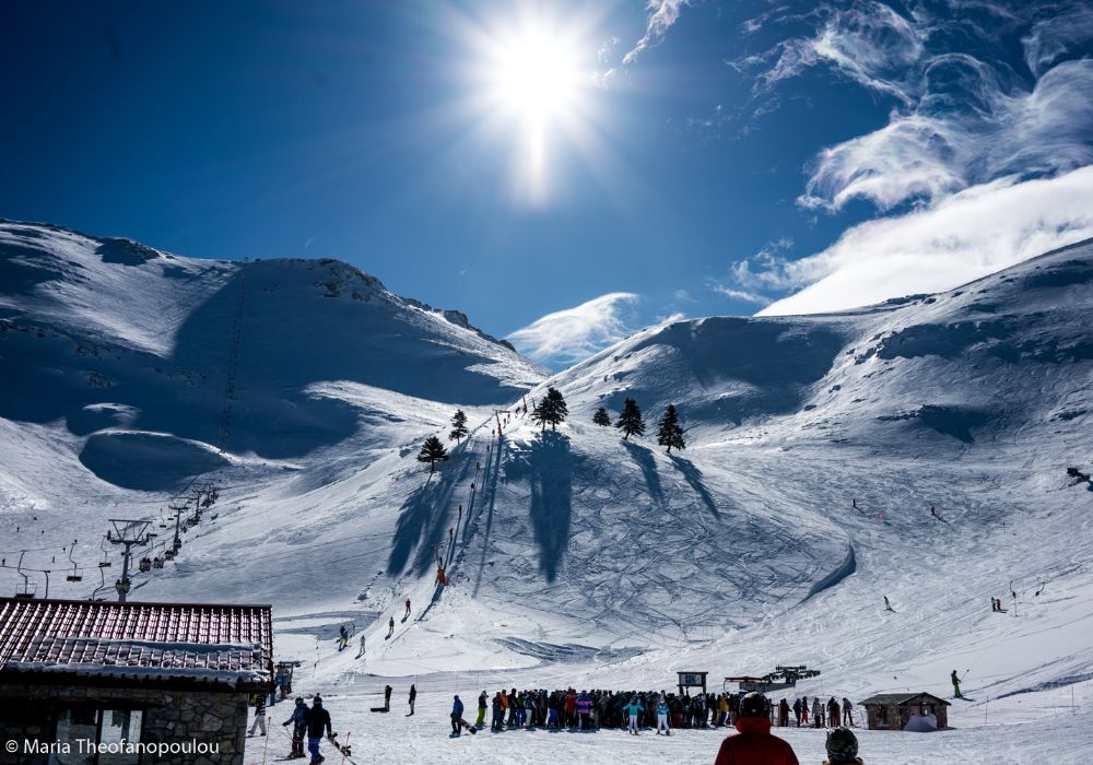 Ski resorts in Greece: Helmos mountain.