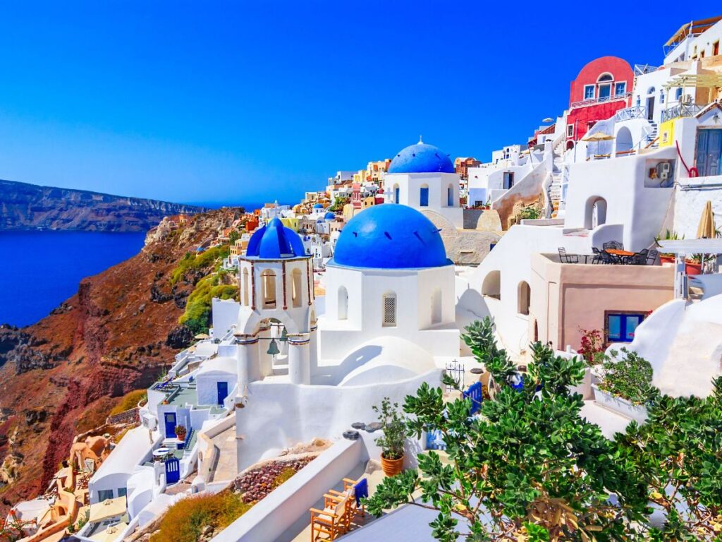 Colorful Oia town in Santorini island, Greece for Mobility-impaired.