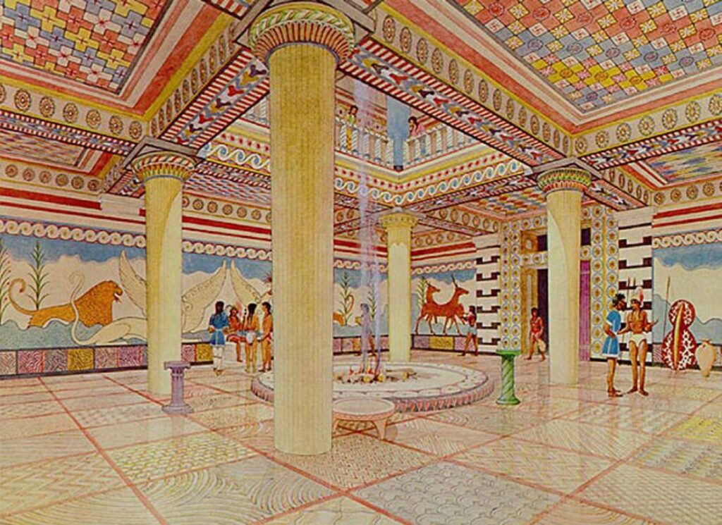 The Palace of Nestor , Throne Room of the Megaron, a Reconstruction by Piet de Jong