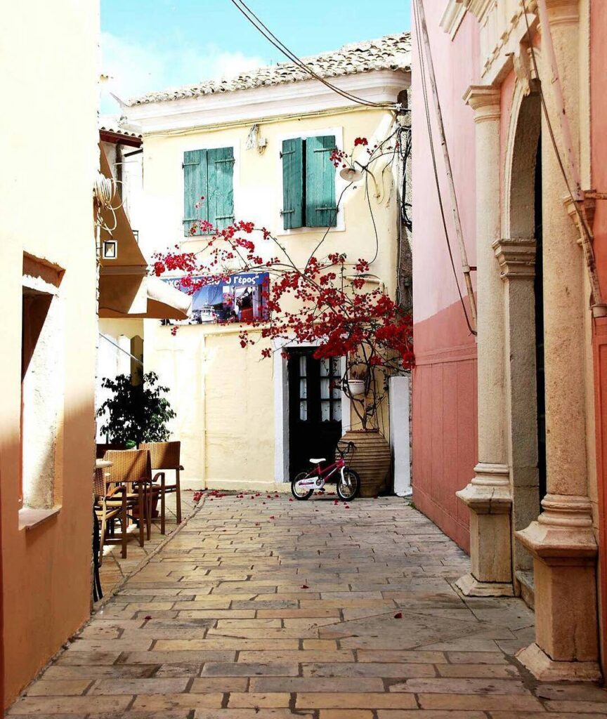 Best Things to do in Paxos Greece,  a paved alley on Gaios