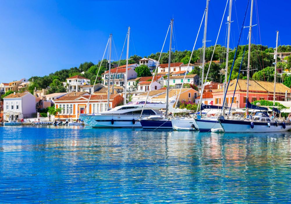 Paxos Greece, yachts at Gaios port