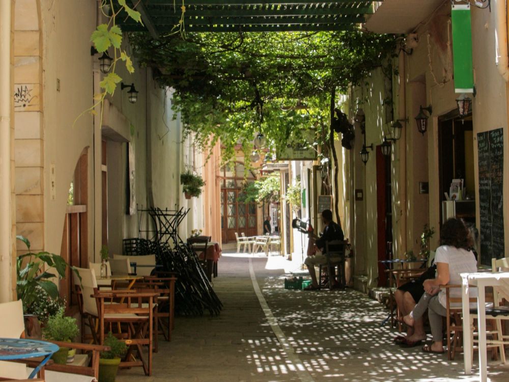 Things to Do in Rethymno Crete, cafes under a stoa