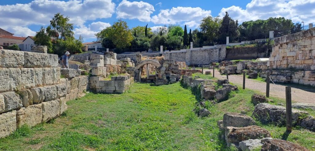 Inner Kerameikos archarological site with grass
