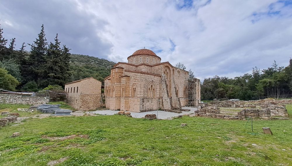 Eastern view of the Catholicon of Dephni Monastery in Athens