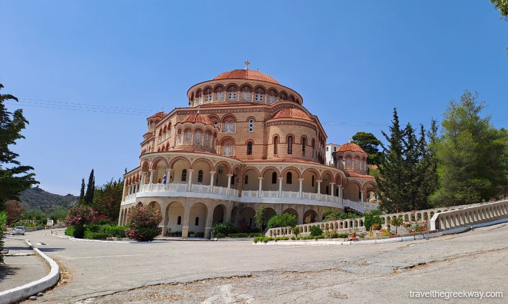 The large Catholikon church of Agios Nekatarios Monastery in Aegina.
