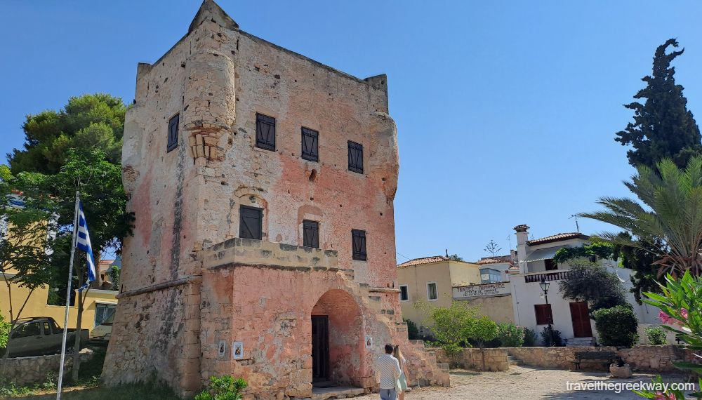 The old Venetian Markellos Tower in Aegina town. 