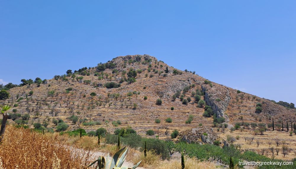 Paleochora rugged hill with medieval churches in Aegina.
