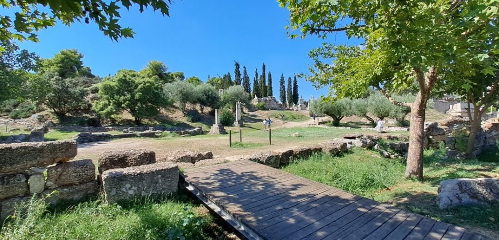 Kerameikos Archaeological site between trees