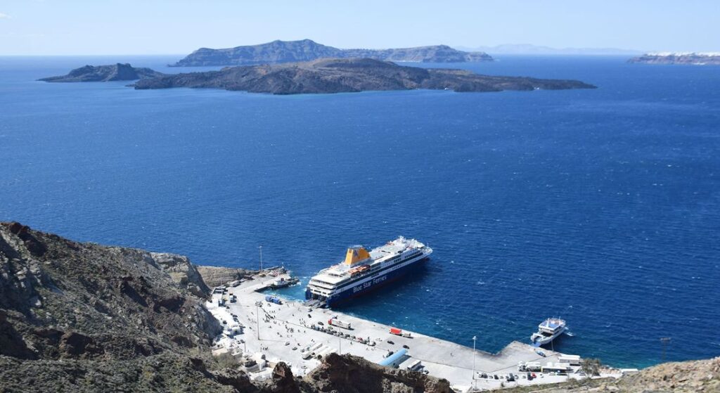 Athinios Port in Santorini.