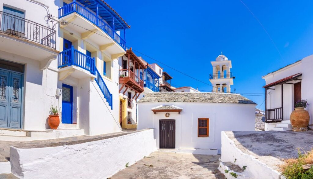 Whitewashed houses in Glossa village.