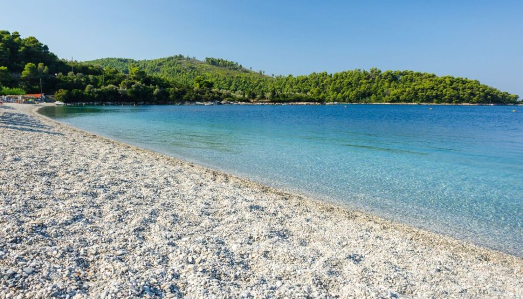 Panormos pebbly beach Skopelos Greece