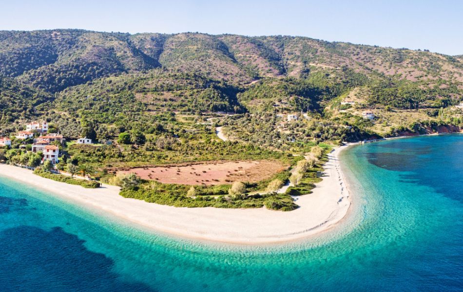 Alonissos beach of Agios Dimitrios with emerald waters