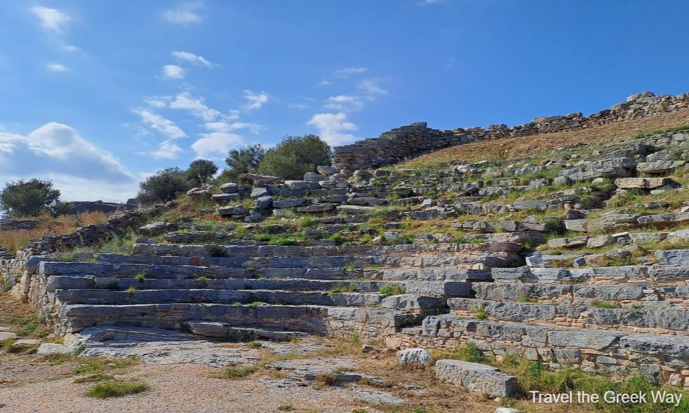 The stone theater of Thorikos in lavrion port Attika Greece. 