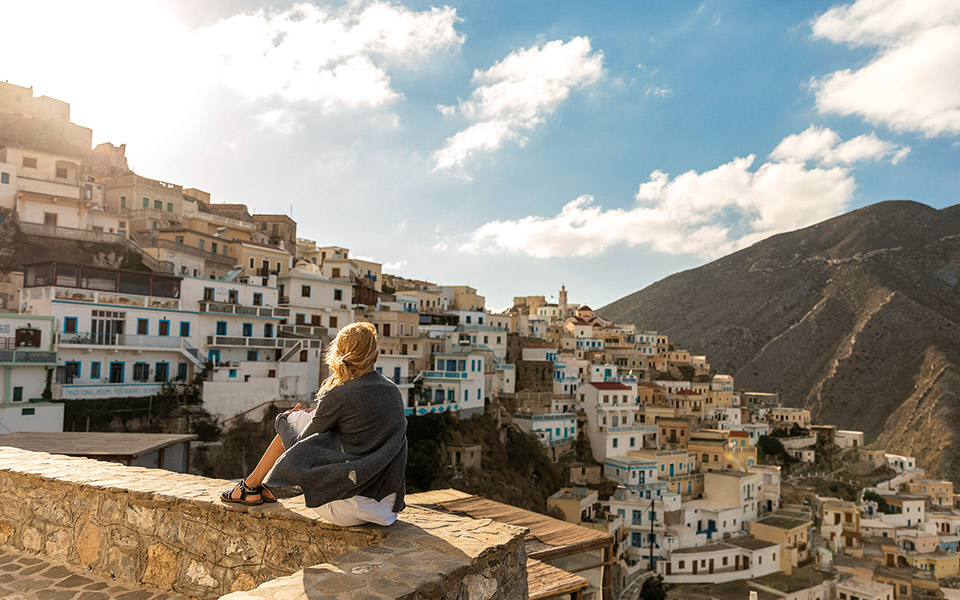 Greece in June, a woman in Karpathos