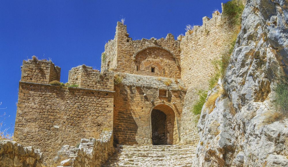 One the entrances of the Acrocorinth Castle in Corinth Peloponnese 