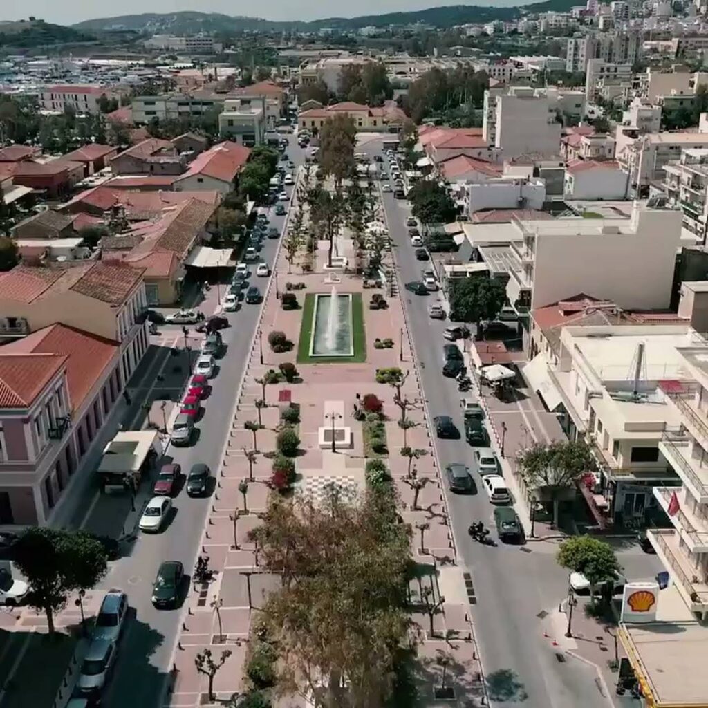 Lavrio Main Square taken by drone