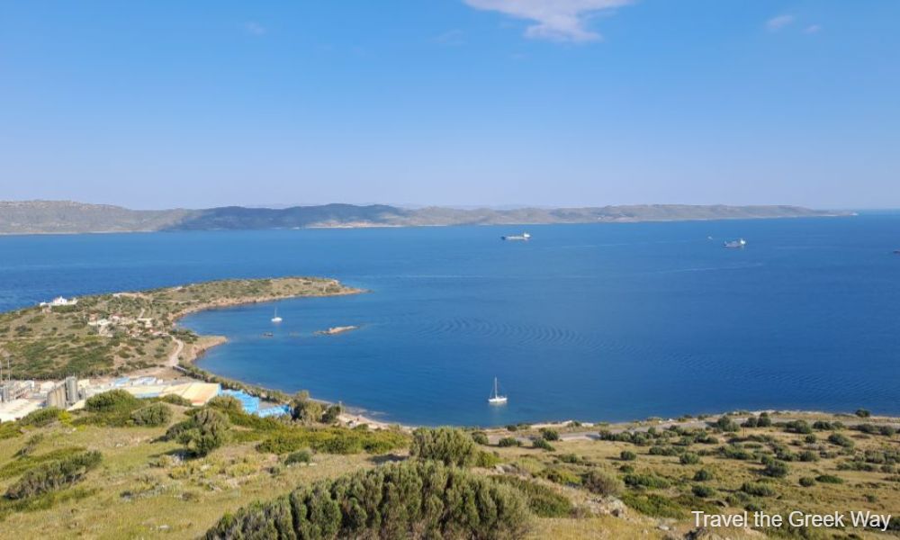 Sea View from the top of Thorikos with some boats