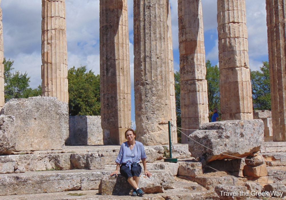 Evgenia at the Temple of Zeus in Nemea Greece: Best Packing list for Greece