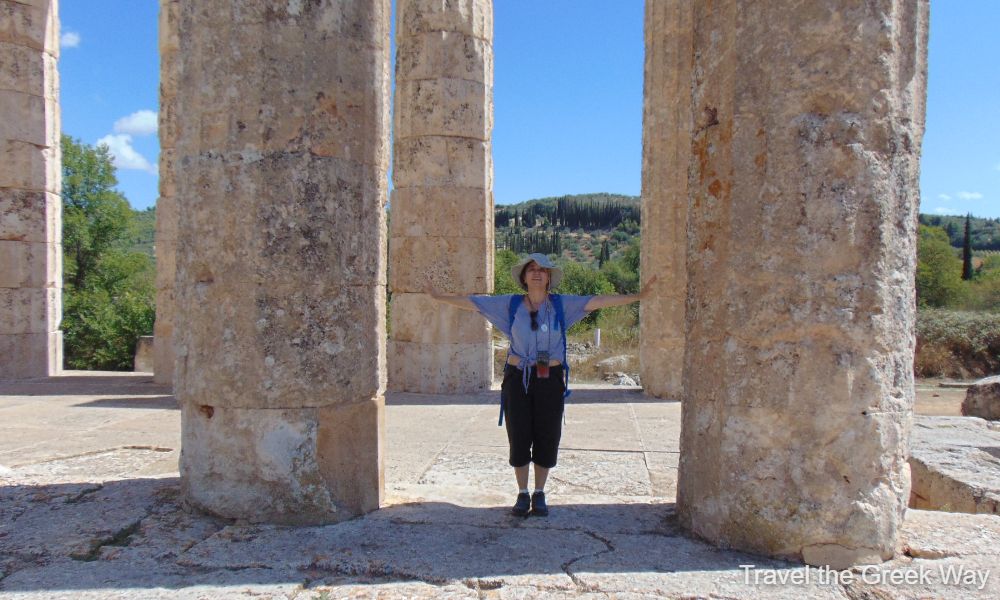 Evgenia at the Temple of Zeus  in  Nemea Greece