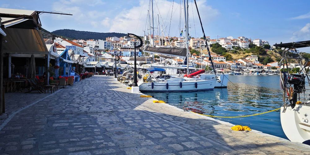 Things to Do in Samos Greece, part of Vathy port with yachts
