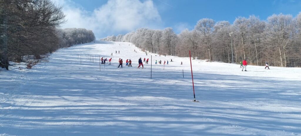 Lailia main track with skiers