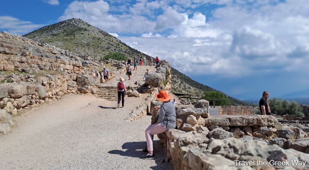 Many hikers to the Mycenae in a sunny day. Greece for mobility-impaired.