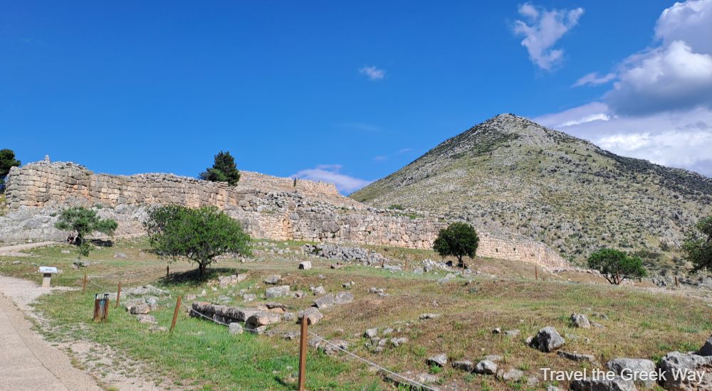 Entrance of Mycenae, the hill and the Mycenean Walls