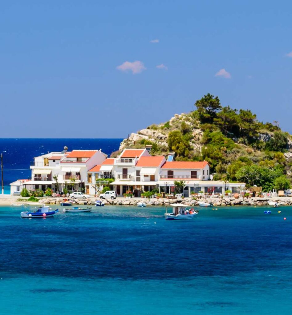Kokkari coast village in Samos ilsnad Greece.