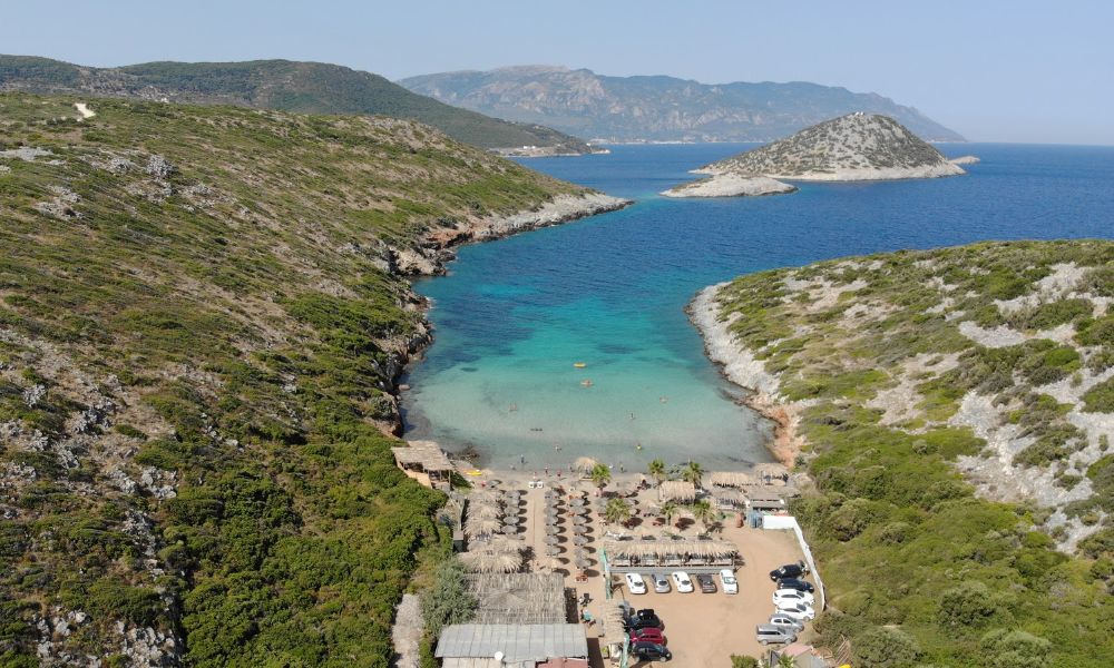 Things to Do in Samos Greece Livadaki beach from a drone