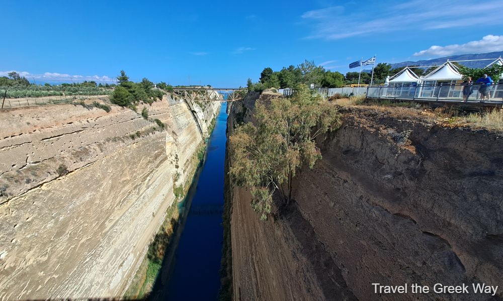 The Corinth canal taken from a drone. Club-hotel-loutraki-casino-greece.