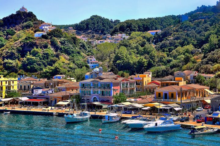 Things to Do in Samos Greece, Karlovassi port with colorful houses and yachts