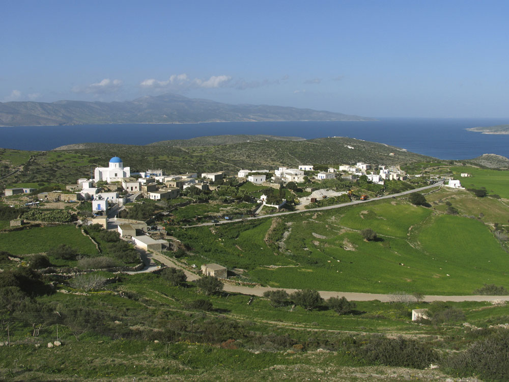 Panagia village in iraklia from the top of a mountain