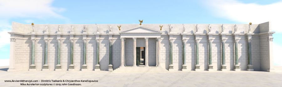 A digital Reproduction model of the entrance of the Library of Hadrian. 