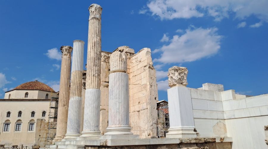 The 4 pillars of Propylon  of the Library of Hadrian. 