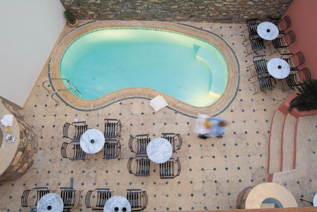 The swimming pool of Ippoliti Hotel, in Greece. 
