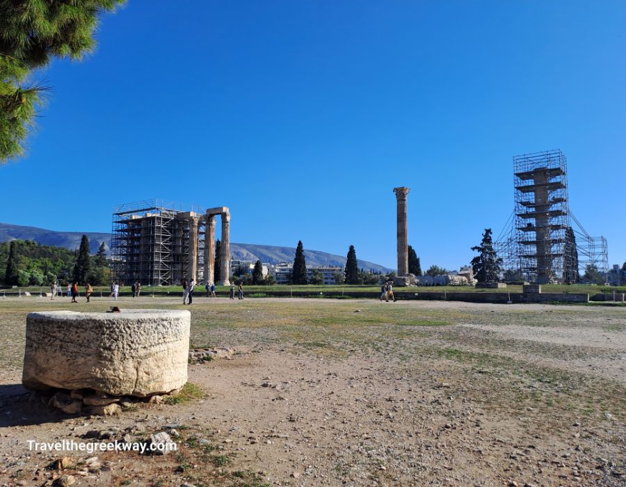 Temple of Olympian Zeus in Athens under restorarion. 