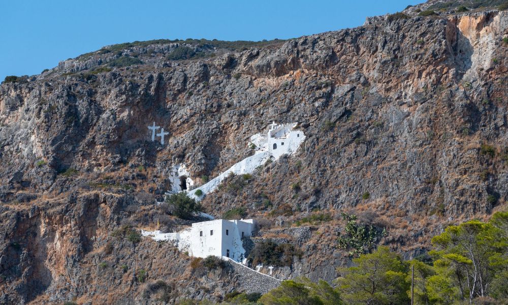 Saint John off the Cliff on Kythira Island Greece.