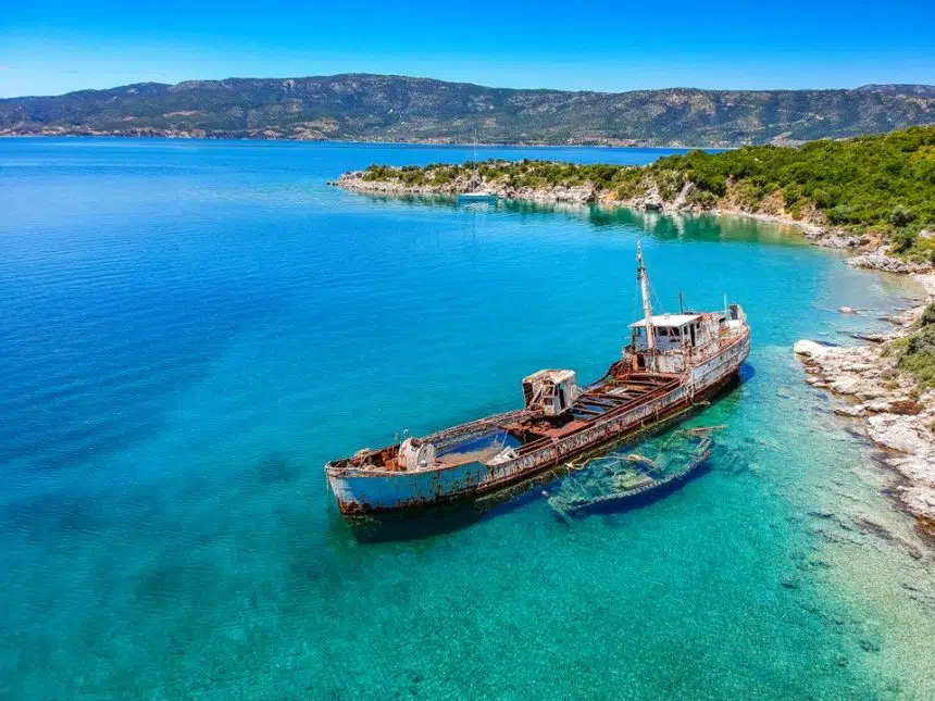 Modern Shipwreck in Peristera island in Sporades. 