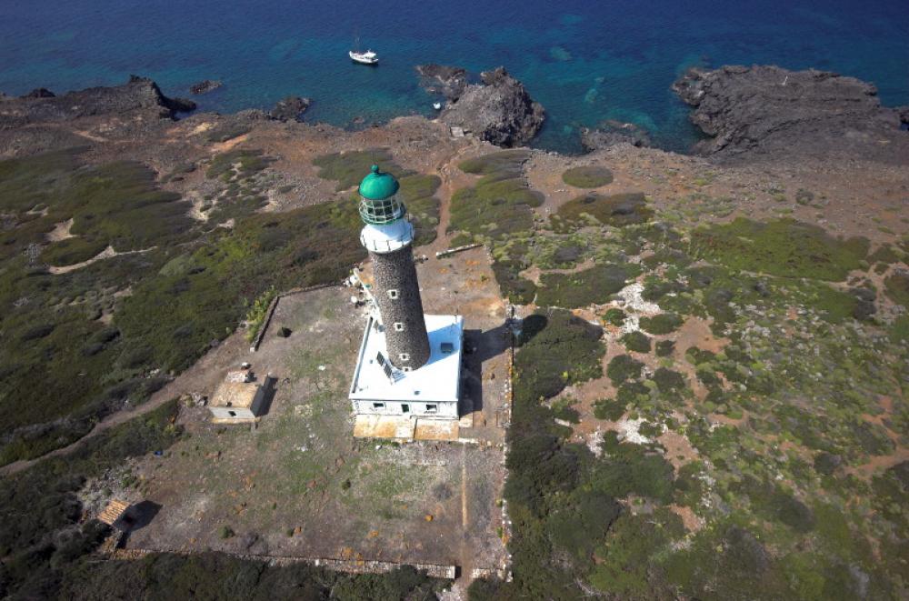 The deserted island of Psathoura's lighthouse. 