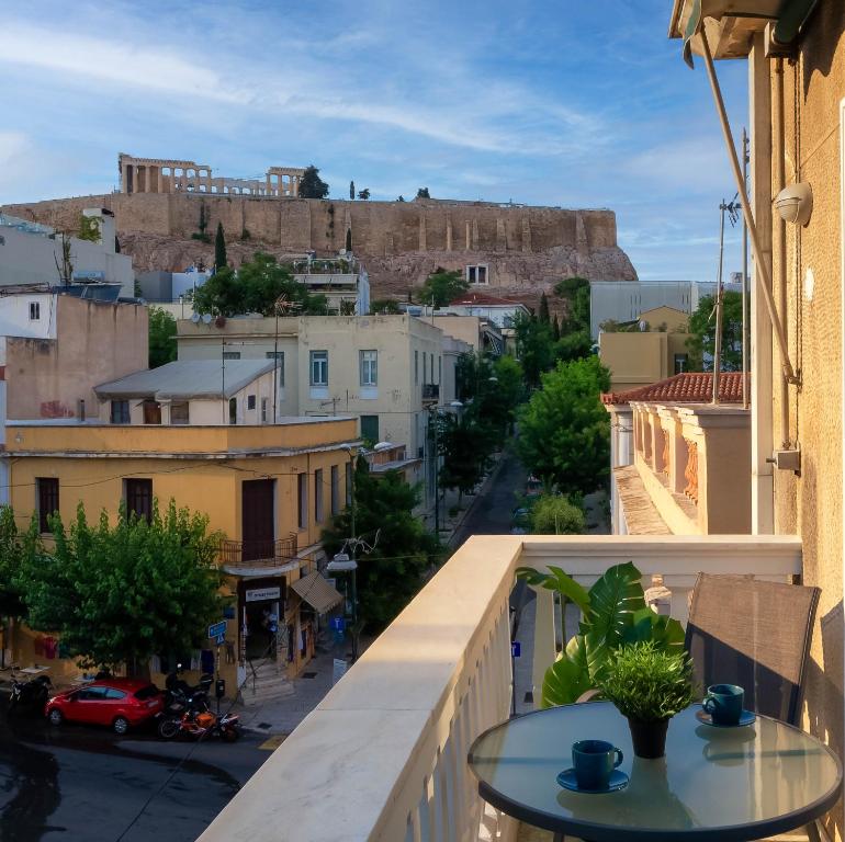 Acropolis Apartment with a Unique View balcony in Athens Greece.