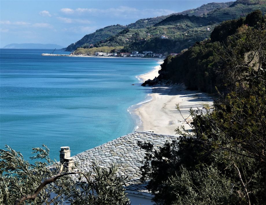 Parisena and Chorefto sandy beaches in Zagora Pelion Greece.