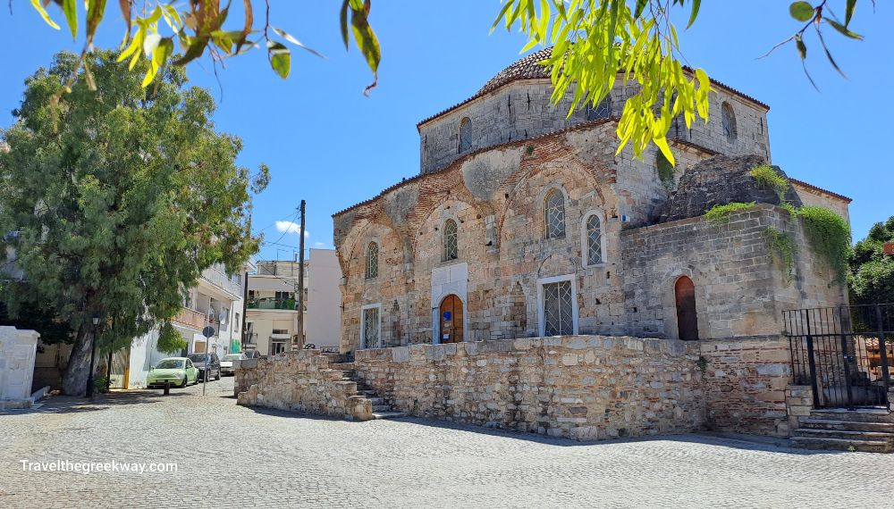 The historic Emir Zade Mosque in Chalkida, Evia, Greece, a well-preserved Ottoman-era monument on a sunny day.